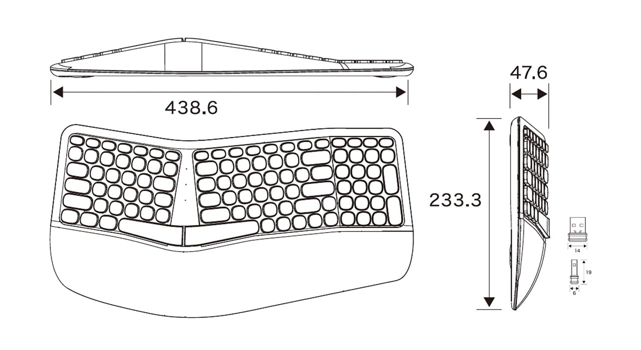 キーボードのサイズと寸法